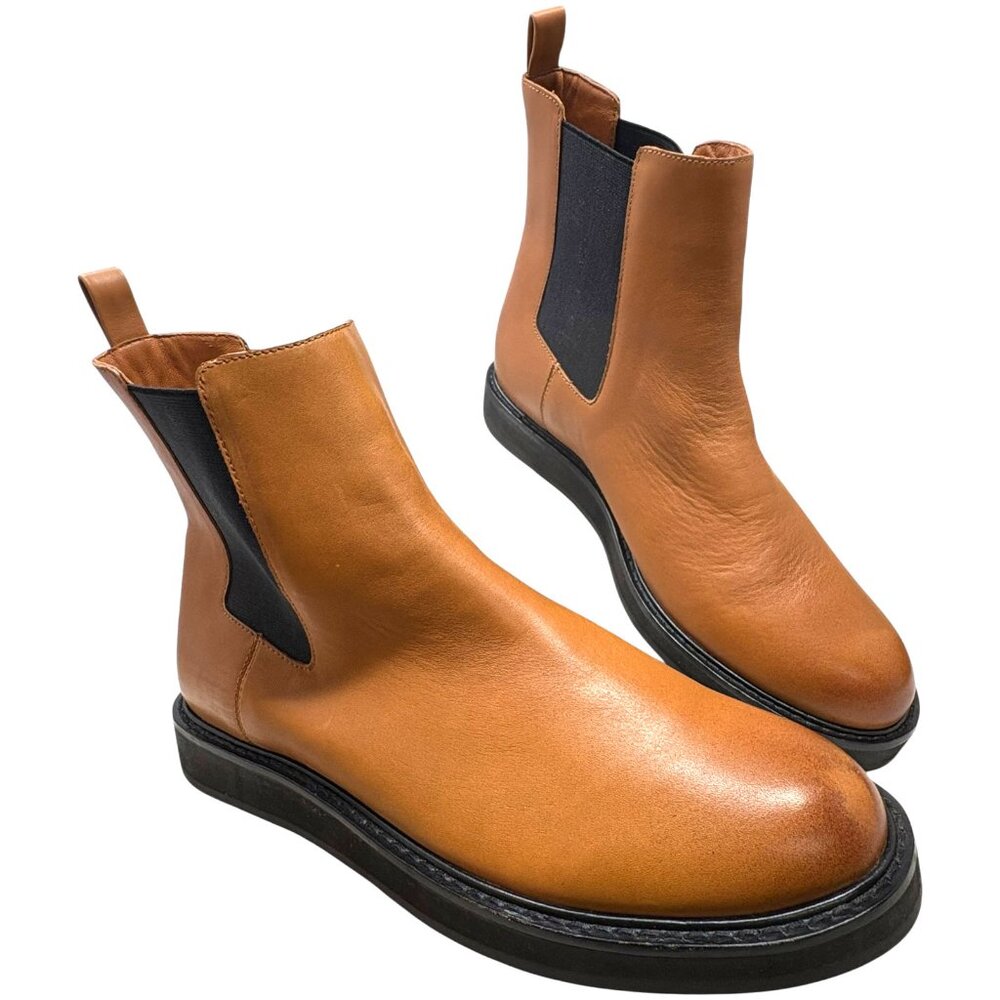 J. Crew Caramel Brown Refined Leather Chelsea Boots **NWOB**